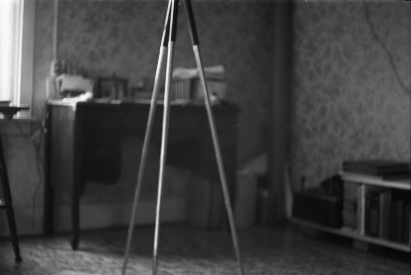 A photo of the record -- A tripod inside Still's Westminster farmhouse in Maryland,  between 1964-1966